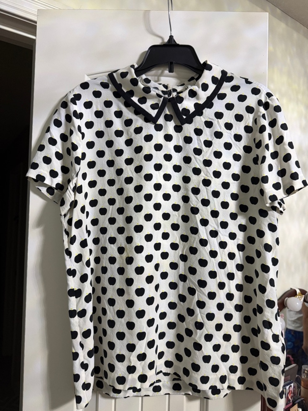 kate spade Black and White Polka Dot Peter Pan Collar Blouse size 6 gorgeous